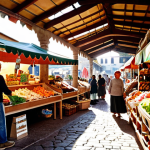 **

"A bustling Italian marketplace with vibrant stalls showcasing organic baby products and artisanal goods. Sunlight streams through, highlighting the fresh produce and smiling faces of vendors and customers. Focus on the energy and prosperity of a specialized niche market thriving in the local economy."

**