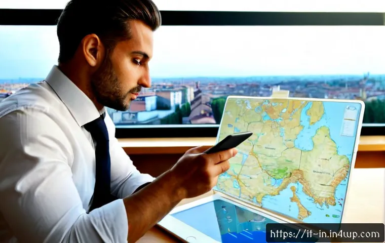 Home 17 기회 포착을 위한 글로벌 트렌드 분석 - Photorealistic global trend analysis workspace in Milan, Italy: an Italian business analyst in smart...